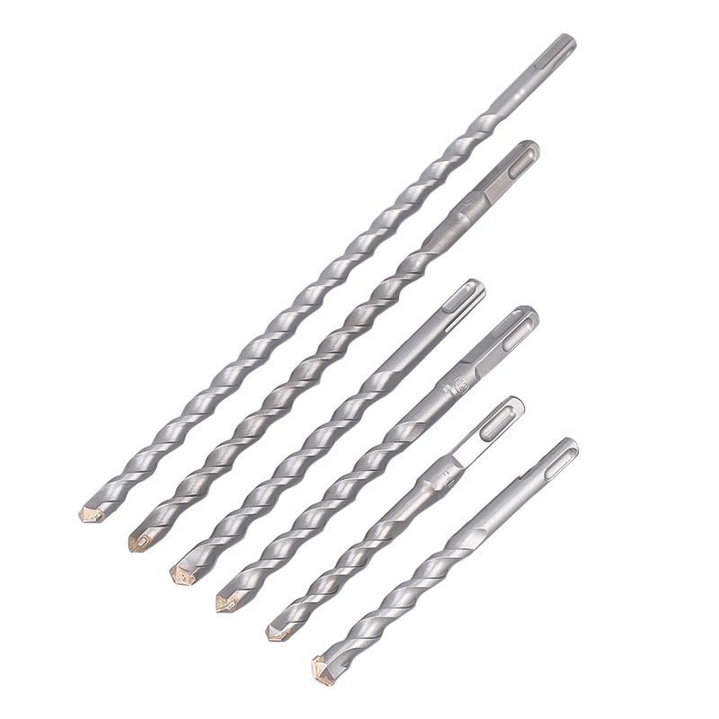 Betonhoz készült ütvefúró bit, négyszögletes és kör alakú nyéllel, modell F, középszéntartalmú acélból