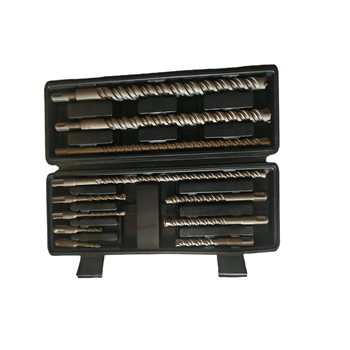 Elektromos ütvefúró bitkészlet, 11 darab, kerek shank, króm-vanádium acél, beton, kő és tégla fúrására