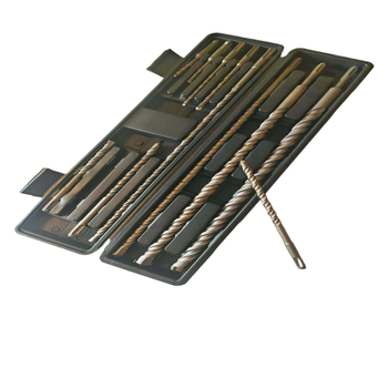 Elektromos ütvefúró bitkészlet, 11 darab, kerek shank, króm-vanádium acél, beton, kő és tégla fúrására