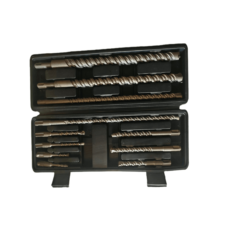 Elektromos ütvefúró bitkészlet, 11 darab, kerek shank, króm-vanádium acél, beton, kő és tégla fúrására