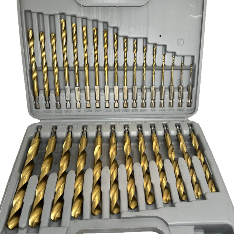 Σετ 30 τεμάχια HSS τρυπανιών με τιτάνιο επίστρωση, twist drill με εξάγωνο άξονα