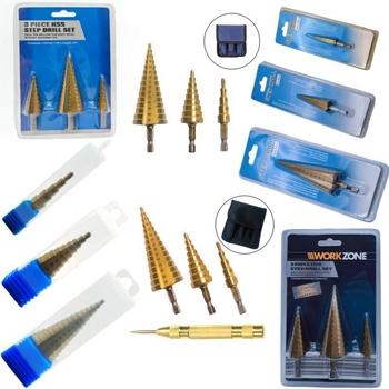 Chengyi Tools Pagoda Bušilica – HSS, ravni žljeb, šesterokutni trn, titan premaz, korak bušilica, otvorivač rupa, set s torbom