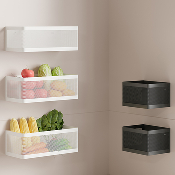 Raft de bucătărie montat pe perete pentru ceapă, ghimbir și usturoi — multifuncțional, din oțel cu conținut de carbon, stil modern minimalist