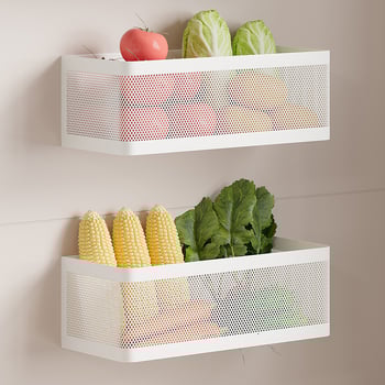 Raft de bucătărie montat pe perete pentru ceapă, ghimbir și usturoi — multifuncțional, din oțel cu conținut de carbon, stil modern minimalist