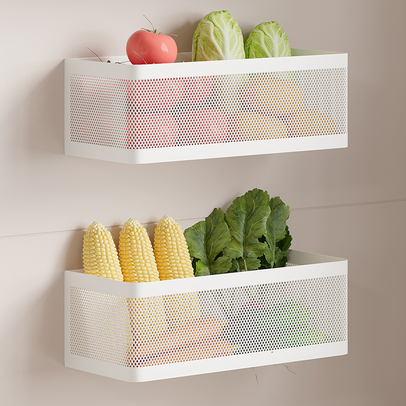 Raft de bucătărie montat pe perete pentru ceapă, ghimbir și usturoi — multifuncțional, din oțel cu conținut de carbon, stil modern minimalist