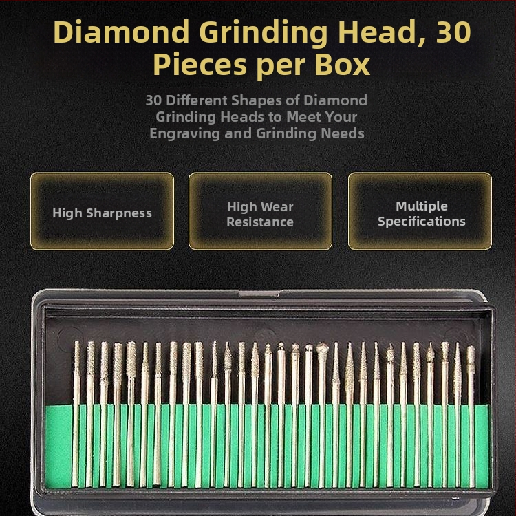 Diamantová brúsna hlava sada pre jade kameň s vnútornou brúsnou hlavou z wolframskej ocele, brúsne ihly a tyče, upevňovacia ihla na Budhové koráliky