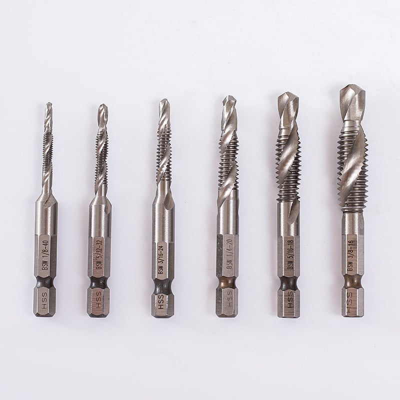 Chensheng drill and tap σετ με hex shank, HSS, imperial thread, 6 τεμάχια