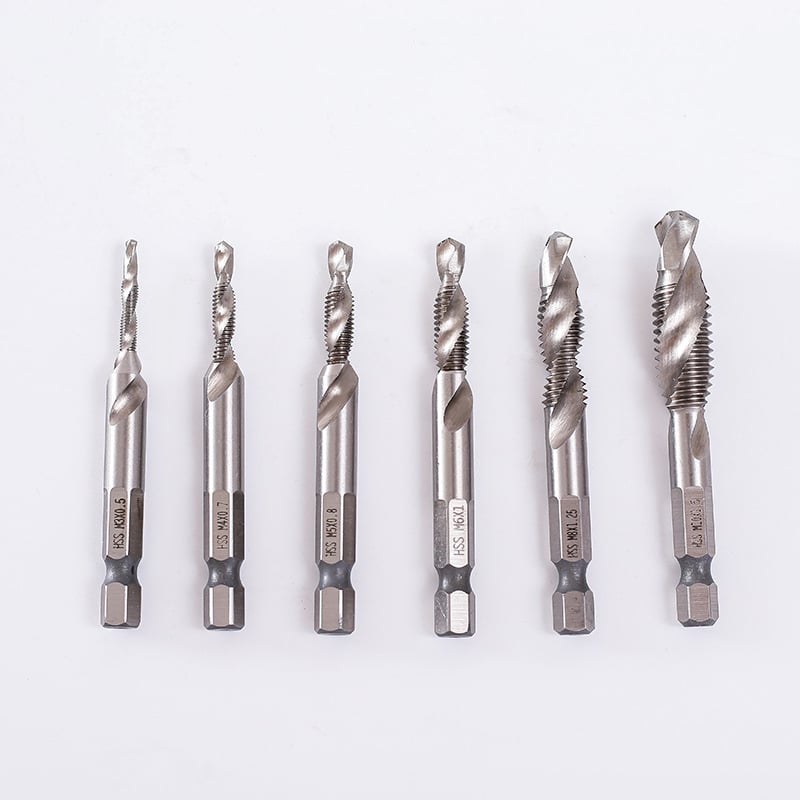 Chensheng drill and tap σετ με hex shank, HSS, imperial thread, 6 τεμάχια