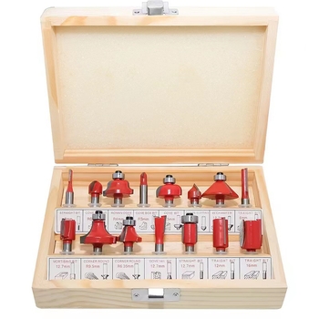 Set freze pentru lemn - freză plată, oțel cu carbon înalt, canalare și tăiere, 12 bucăți