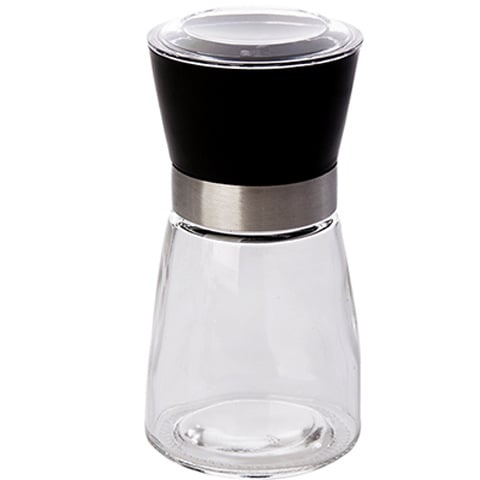 Moară de piper manuală cu corp din sticlă, pentru piper și sare de mare, reutilizabilă cu condimente solide, Baike Baiju