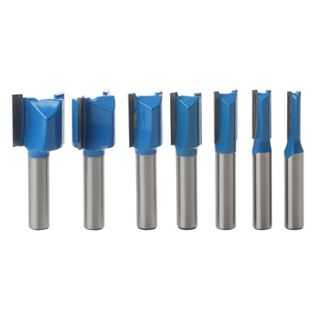 Faipari maró készlet, hét darabos, egyenes marók, 8 fogantyúval, kettős élű hornyolófejek, oldalmaró sorozat