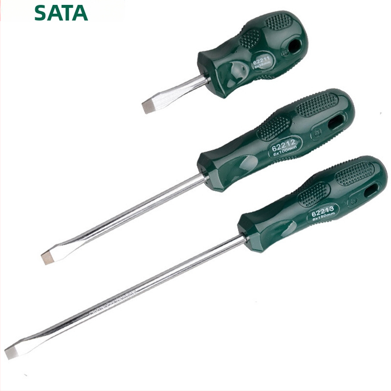 Plochý skrutkovač série A, magnetický, z chróm-vanádiovej ocele, bez izolácie, hmotnosť 300 g