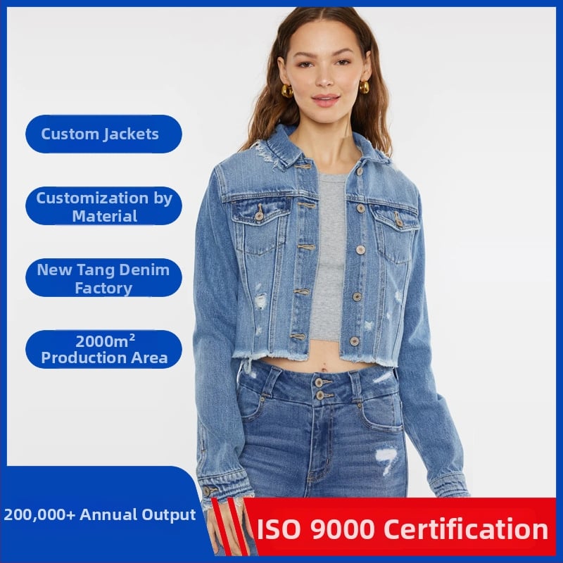 Női farmerdzseki, karcsú szabás, hosszú ujjú, polo gallér, pamut 95%+, rövid hosszúságú