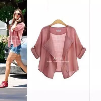 Palton de femei, croială Slim, amestec bumbac-poliester, model solid, mâneci 5/4, stil urban