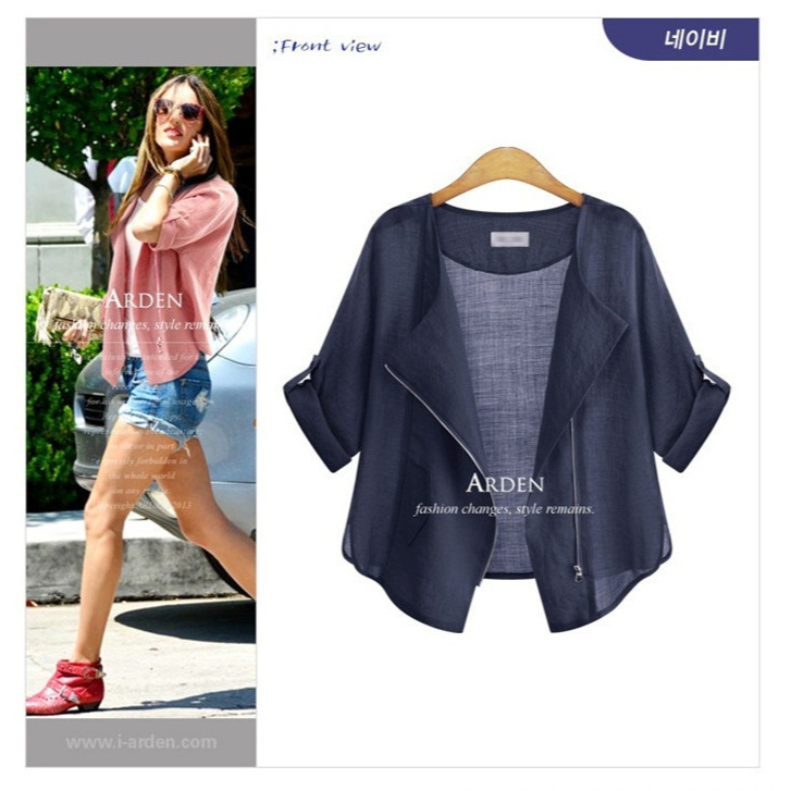 Palton de femei, croială Slim, amestec bumbac-poliester, model solid, mâneci 5/4, stil urban