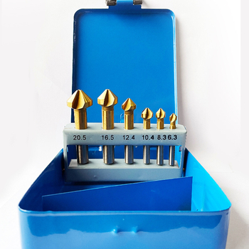 Set metalnih alata za fasiranje s titanijskim premazom, 6 komada, 90° kut, HSS materijal, 3 oštrice, kompatibilno s glodalicom