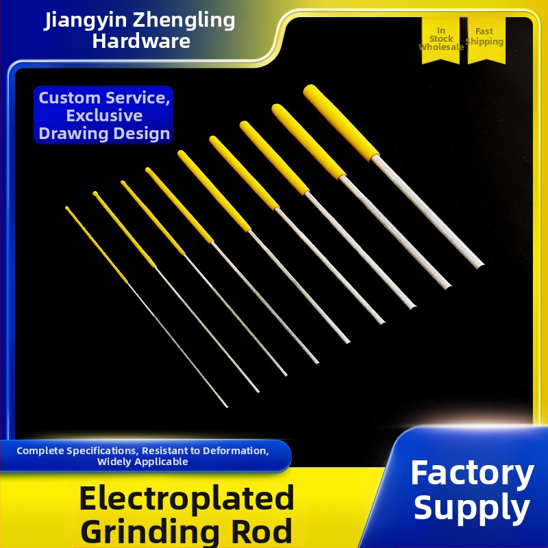Diamantová cylindrická elektroplášťovaná brúsna tyč na brúsenie vnútorných otvorov foriem; Značka Delling; Modely: 1×160, 1.2×160, 1.5×160, 1.7×160; Materiál: zlaté oceľové abrazívum; Prispôsobenie: Áno