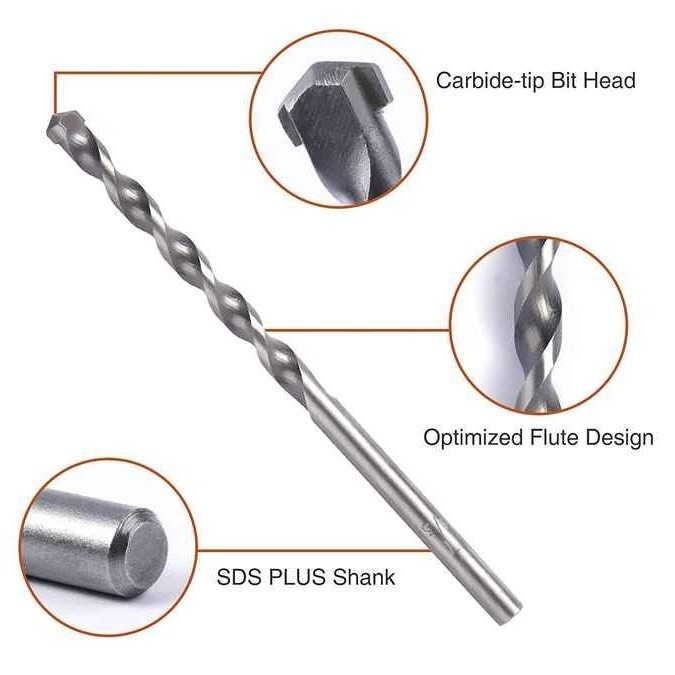 JD Tool Beton ütőfuró bit csempézéshez, vastágított volfrám-ötvözetből, háromszög alakú fogantyúval, nettó tömeg 50 g