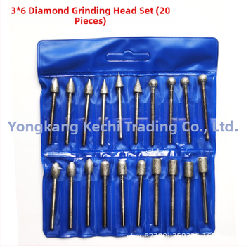 20 ks diamantových brúsnych hlavíc, emery abrazív, zrnitost 120, na rezbárstvo a leštenie nefritu, skla a keramiky