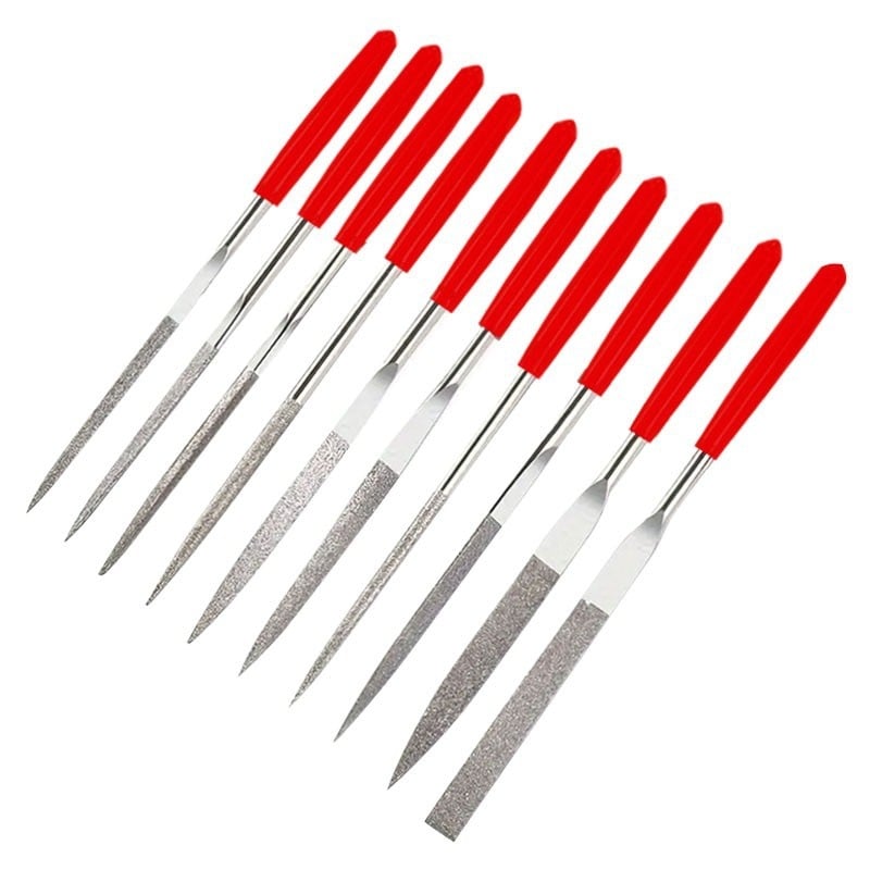 Faipari acél reszelő készlet, sík keresztmetszet, durva fogak, nyél Ø6 mm