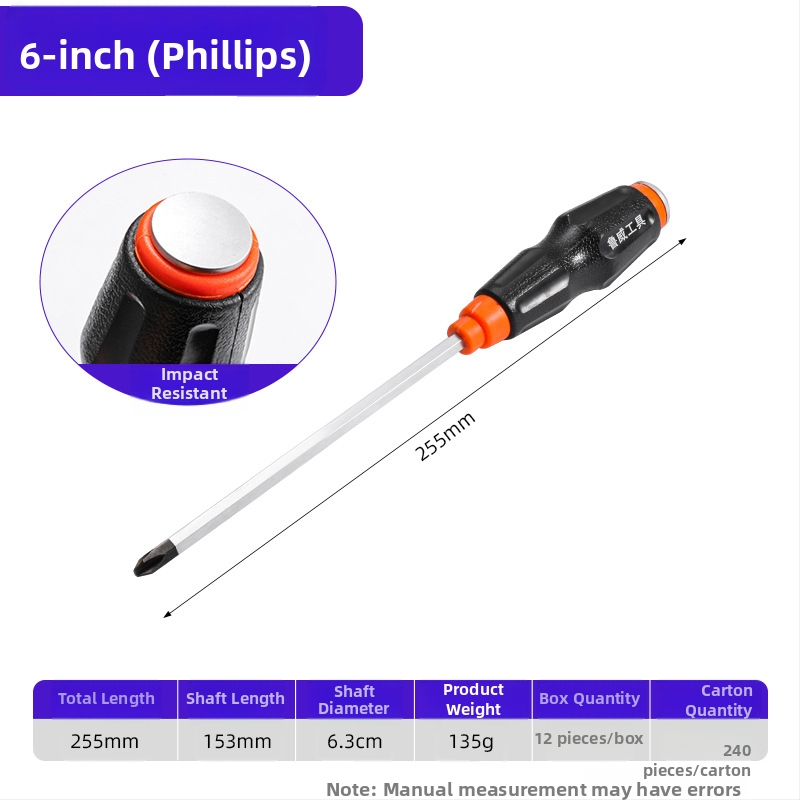 Luwei magnetický skrutkovač s krížovým a plochým nástavcom, Cr-Mo oceľ, TPR rukoväť