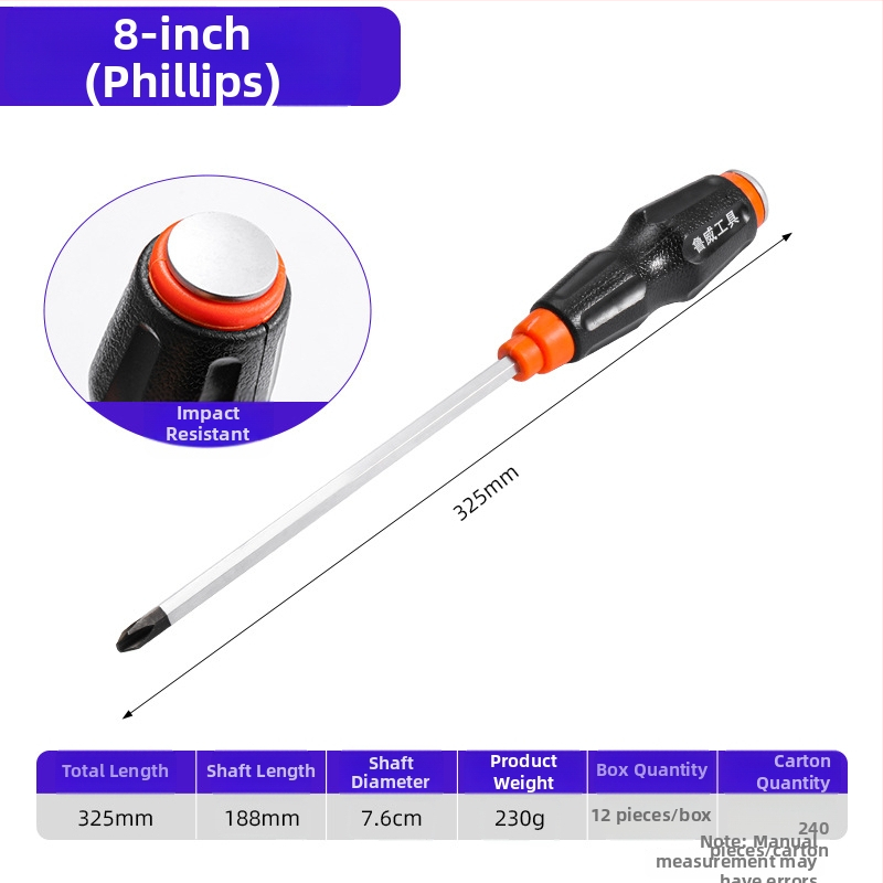 Luwei magnetický skrutkovač s krížovým a plochým nástavcom, Cr-Mo oceľ, TPR rukoväť