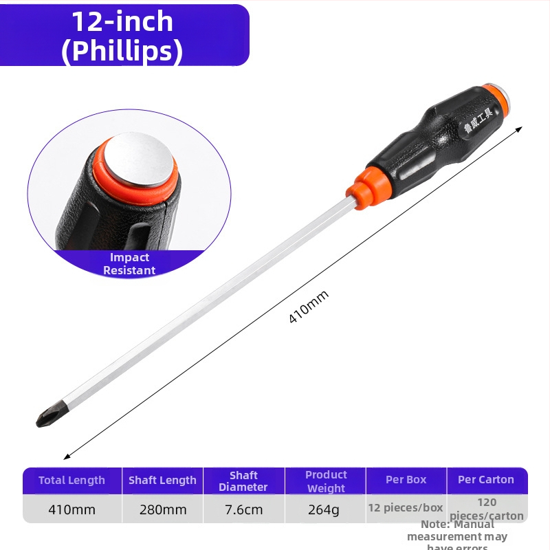 Luwei magnetický skrutkovač s krížovým a plochým nástavcom, Cr-Mo oceľ, TPR rukoväť