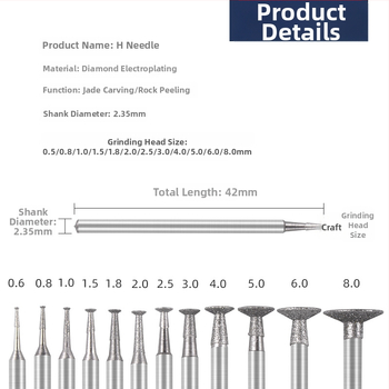 H Needle Emery Jade brúsna hlava, Model H Needle, Iron Fist