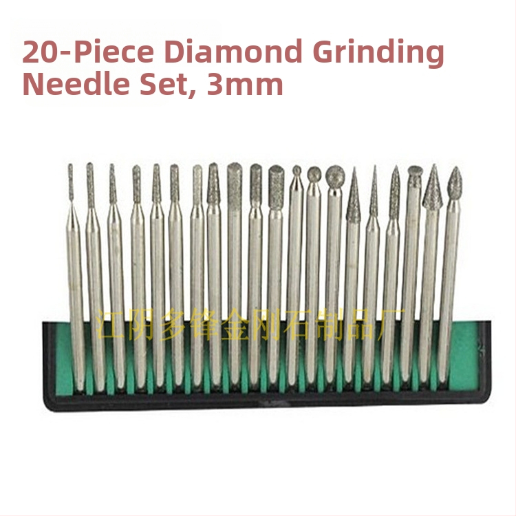 Duofeng DF03 Elektroplátovaná diamantová brúsna ihla, 20 ks, na brúsenie jade