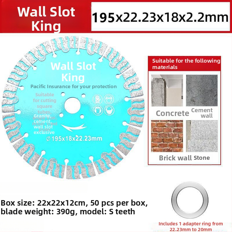 Gyémánt vágó korong száraz vágáshoz, hornyolt kialakítással, márványhoz, kőhöz és csempéhez, Dry Cut King modell