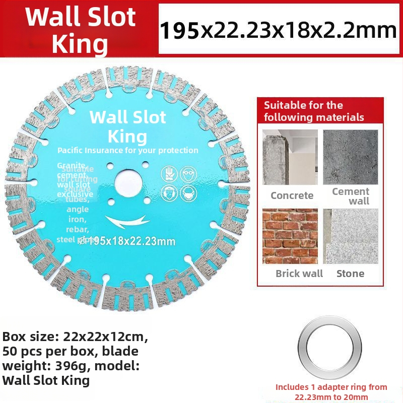 Gyémánt vágó korong száraz vágáshoz, hornyolt kialakítással, márványhoz, kőhöz és csempéhez, Dry Cut King modell