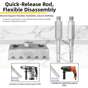 Nástroj na vyrezávanie štvorcových otvorov do steny pre 86 elektrických krabičiek, so štvorhranou rukoväťou a odolnou vrtkou.