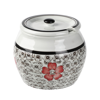 Keramička posuda za začine u japanskom stilu, kućni spremnik za pohranu, otporna na vlagu, vintage dizajn, pogodna za čvrste, tekuće i ljepive začine