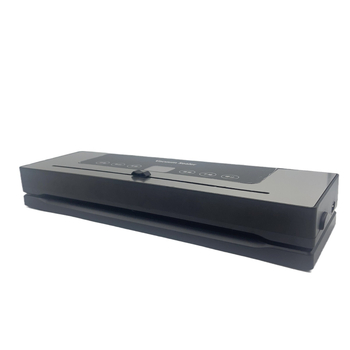 Kućna vakuumska mašina za pakiranje, potpuno automatska, tijelo od ABS+nerđajućeg čelika; širina zatvaranja 6 mm; snaga 110 W; napon ~100 V; kapacitet 1501-2000 ml; ugrađen rezač; sterilizacija ljubičastim svjetlom.