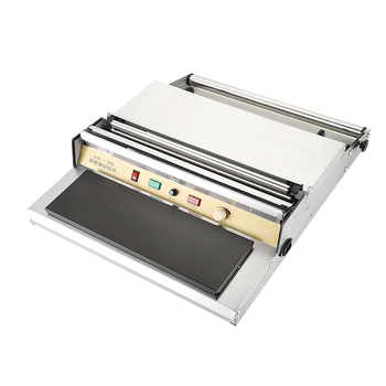 Mašina za zatvaranje i rezanje plastične folije za voće i povrće, ručna, širina zatvaranja 45 cm, kontrola temperature 50–130°C, pogodna za voće, povrće i meso