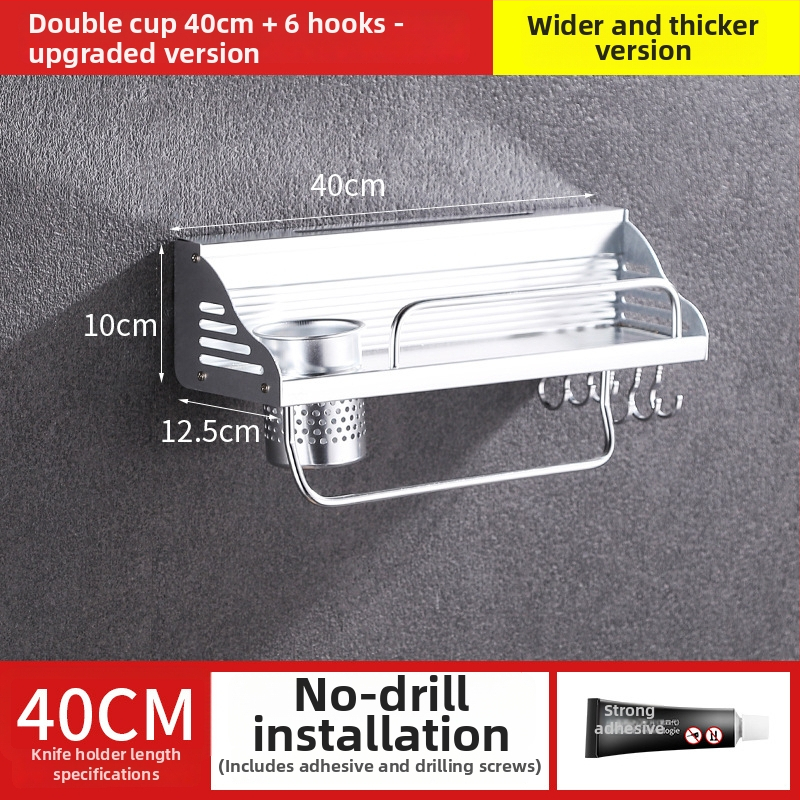 Aluminijski kuhinjski zidni stalak s L-oblikom dizajna, višenamjenski otklonjivi organizator noževa, model 007