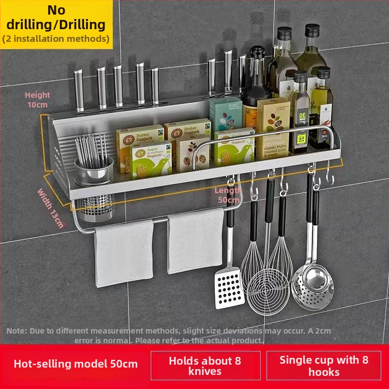 Aluminijski kuhinjski zidni stalak s L-oblikom dizajna, višenamjenski otklonjivi organizator noževa, model 007