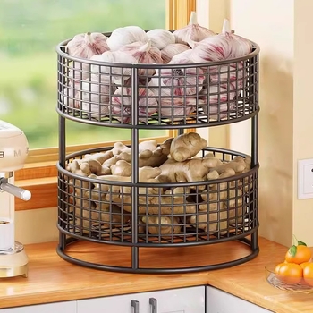 Evesigar multifunkcionális asztali fűszeres polc vas művészeti kivitelben, ghimbir és fokhagyma tárolására, modern minimalista stílus