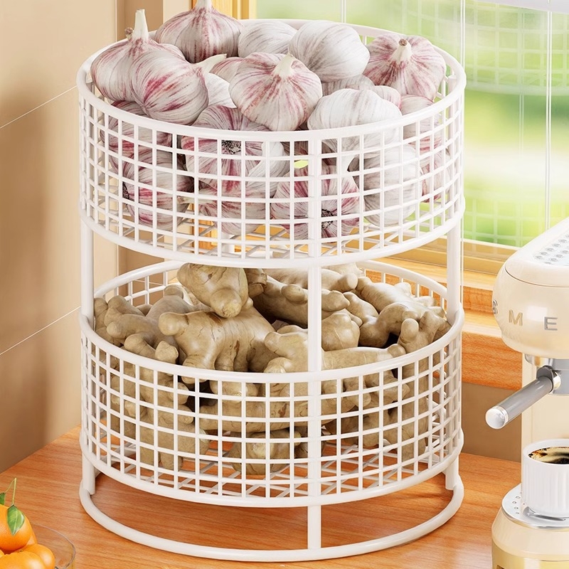 Evesigar multifunkcionális asztali fűszeres polc vas művészeti kivitelben, ghimbir és fokhagyma tárolására, modern minimalista stílus