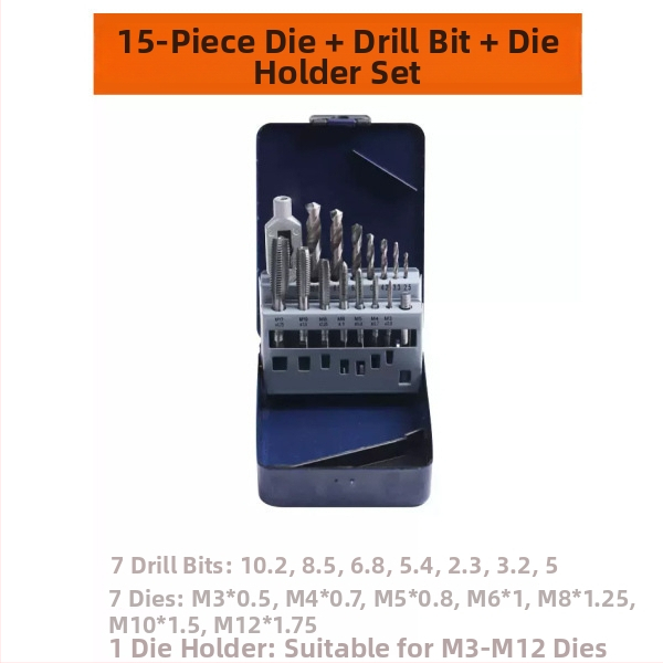 15/10/8-dielny mini set závitníkov a matíc, ručný držiak na závity, metrický kombinovaný set