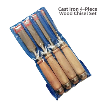 Dláto na drevo s drevenou rukoväťou, plochá čepeľ z liatiny, Hengyu HY-012, 4-dielny set