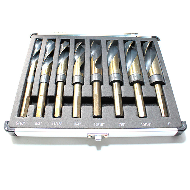 Σετ 8 τεμαχίων σπειροειδών τρυπανιών με μικρού διαμέτρου άξονα, από χάλυβα υψηλής ταχύτητας, 118° γωνία κορυφής, σε αλουμινένιο κουτί