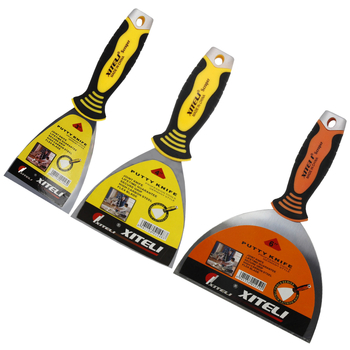 Cuțit de chituit pentru tabla auto și pereți – lamă din oțel 55#, mâner din plastic TPR, două variante de mâner, brand Hitley, pentru decorare și curățare