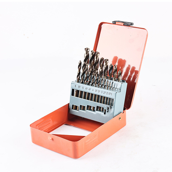 Σετ τρυπανιών για ηλεκτρικό δράπανο: υψηλής ταχύτητας χάλυβας με επίστρωση τιτανίου, σπειροειδή τρυπάνια με ίσιο άξονα, 25 τεμάχια, μεταλλικό κουτί