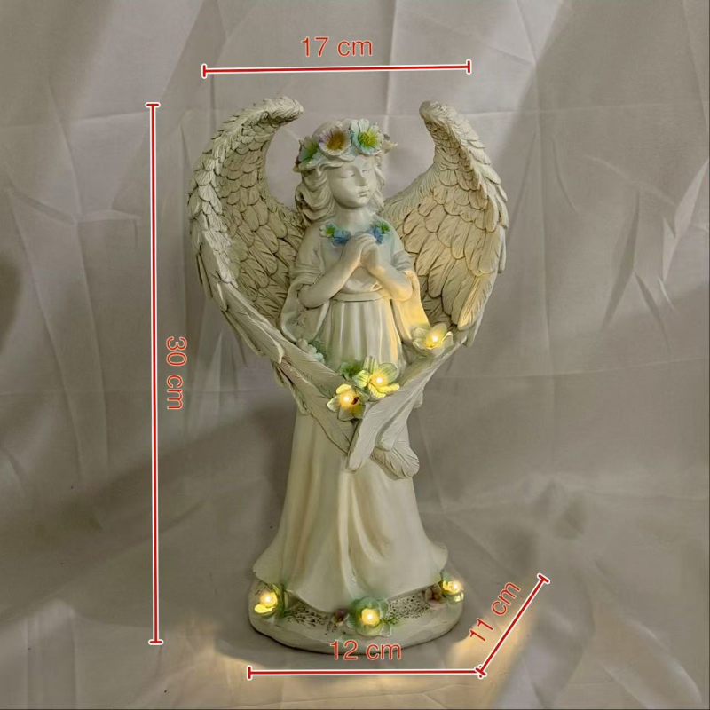 Solarno anđelsko vanjsko svjetlo za vrt, europski stil, statua od smole, vrtna dekoracija, 3D ispis