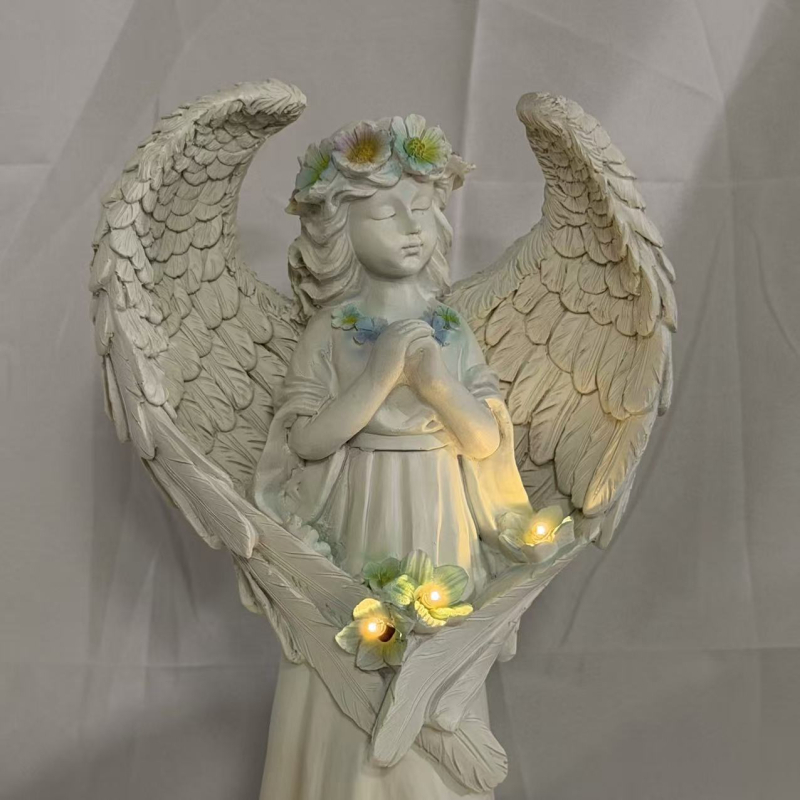 Solarno anđelsko vanjsko svjetlo za vrt, europski stil, statua od smole, vrtna dekoracija, 3D ispis