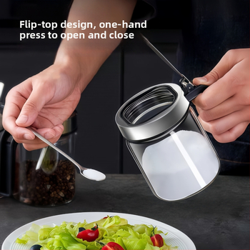 Stakleni set posuda za začine za kuhinju sa žlicom i kutijom za pohranu – za čvrste začine, Quality marka