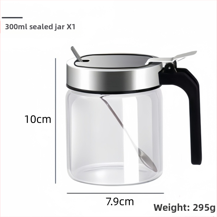 Stakleni set posuda za začine za kuhinju sa žlicom i kutijom za pohranu – za čvrste začine, Quality marka