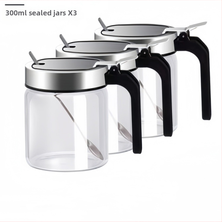 Stakleni set posuda za začine za kuhinju sa žlicom i kutijom za pohranu – za čvrste začine, Quality marka