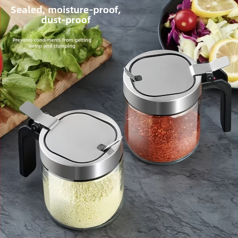 Stakleni set posuda za začine za kuhinju sa žlicom i kutijom za pohranu – za čvrste začine, Quality marka